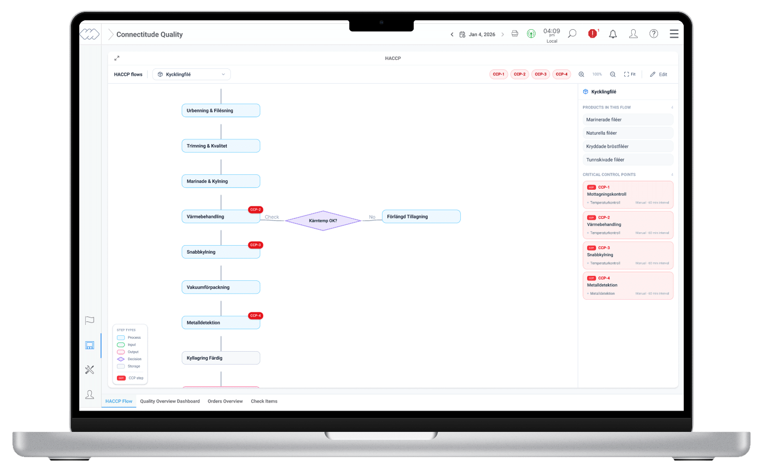 HACCP flow designer in a Macbook pro